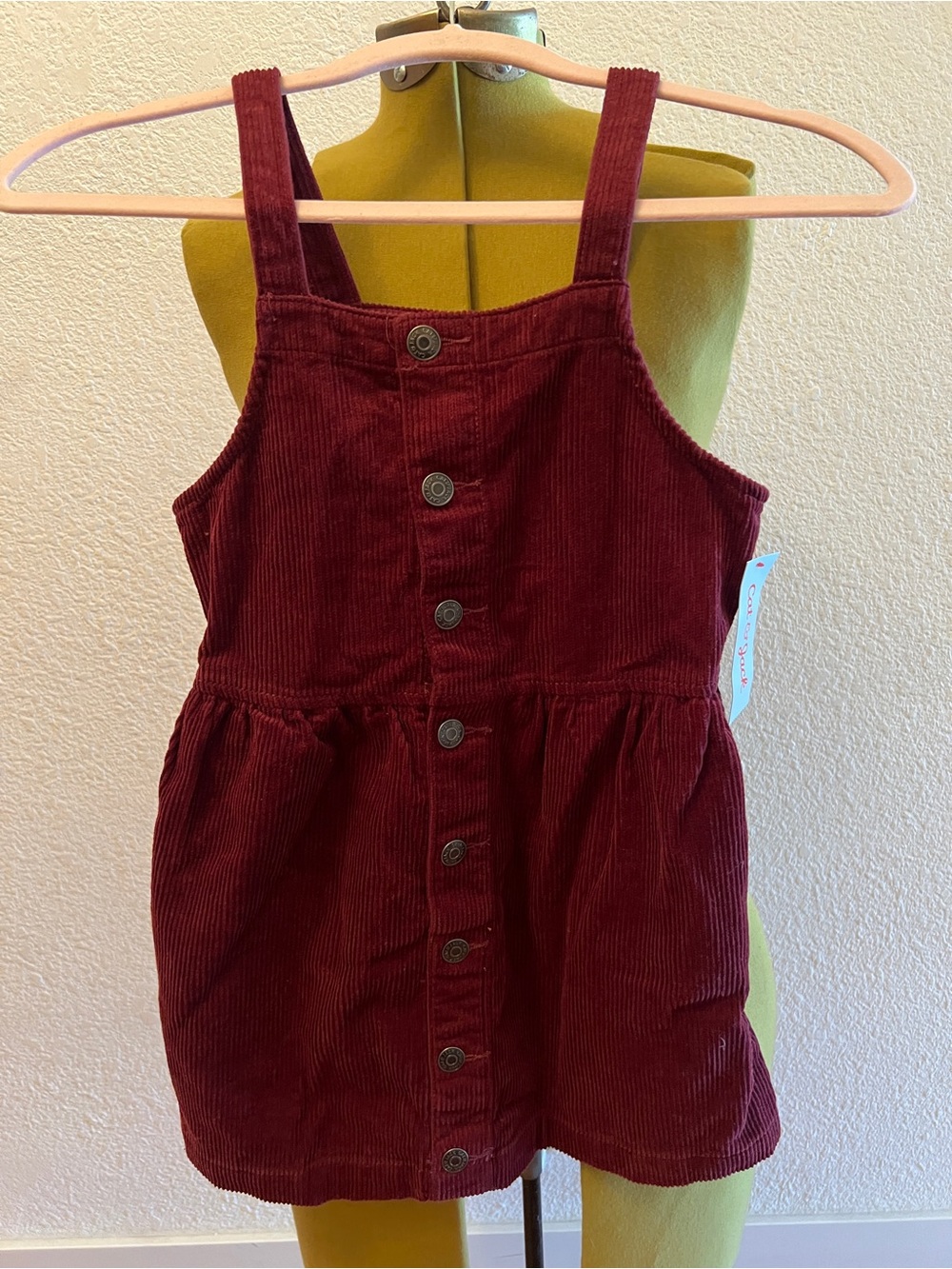 Cat & Jack Wine Red Corduroy Button-Front Pinafore Dress
